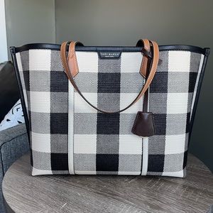 Tory Burch Gingham Perry Triple Compartment Tote